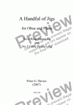 page one of A Handful of Jigs No.4 Ring Finger Jig and No.5 Little Pinkie's Jig for Oboe and Piano