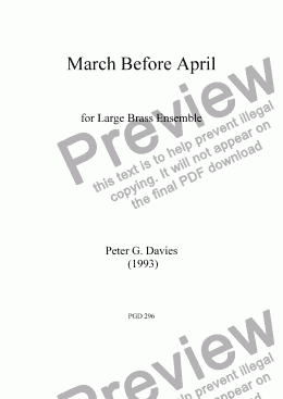 page one of March Before April for Large Brass Ensemble