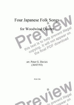 page one of Four Japanese Folk Songs for Woodwind Quartet