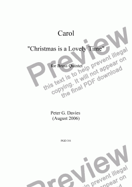 page one of Christmas is a Lovely Time for Brass Quintet