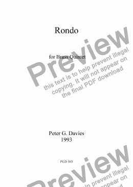 page one of Rondo for Brass Quintet