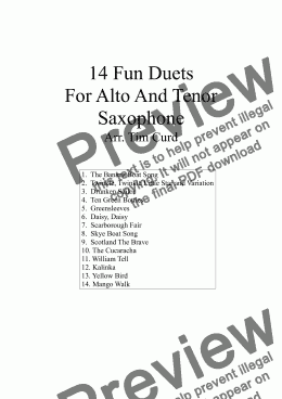 page one of 14 Fun Duets For Alto And Tenor Saxophone.