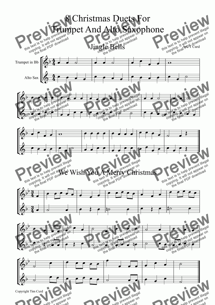 page one of 8 Christmas Duets, For Trumpet And Alto Saxophone