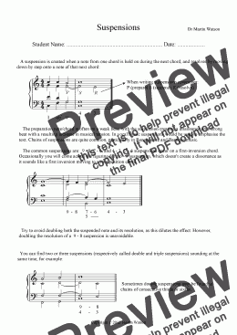 page one of Suspensions Harmony Worksheet.