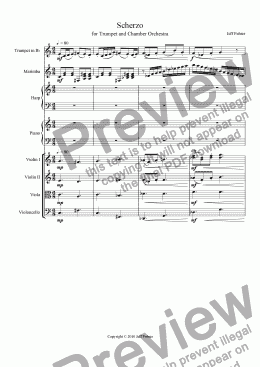 page one of Scherzo for Trumpet and Chamber Orchestra