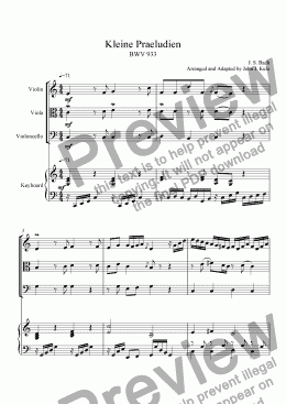 page one of Kleine Praeludien (J.S.Bach) - violin-viola-cello-piano
