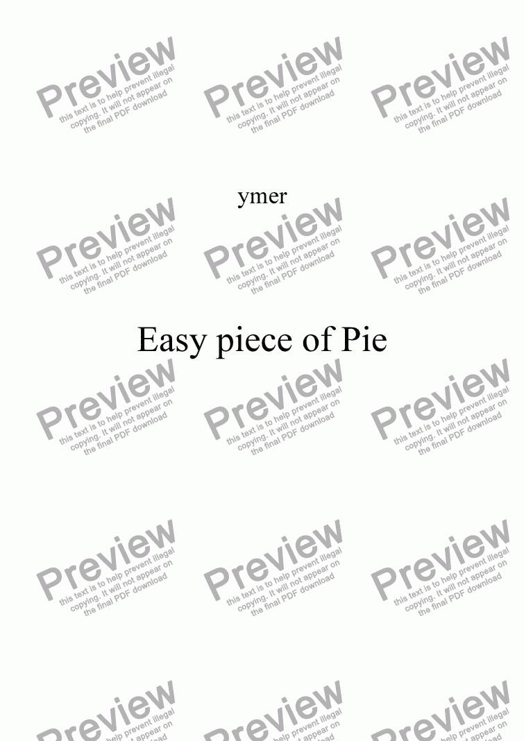 page one of Easy piece of Pie
