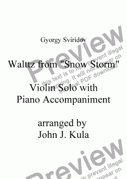 page one of Waltz from "Snow Storm" Sviridov (violin & piano)