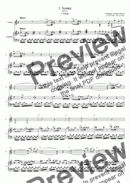 page one of KV 6, 1. Violin Sonata