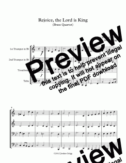 page one of Rejoice, the Lord is King (Brass Quartet)