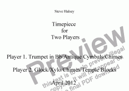 page one of Timepiece  for Two Players Trumpet and Percussion