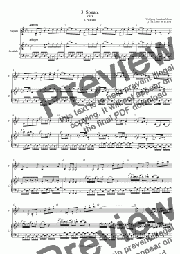 page one of KV 8, 3. Violin Sonata