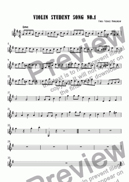 page one of violin student song no.1
