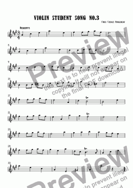 page one of violin student song no.3