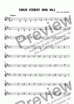 page one of Violin Student Song No.5