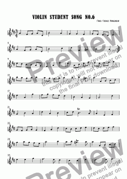 page one of Violin Student Song No.6