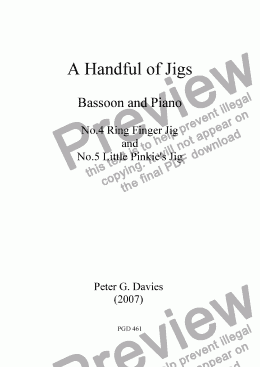 page one of A Handful of Jigs No.4 Ring Finger Jig and No.5 Little Pinkie’s Jig for Bassoon and Piano