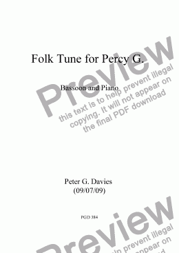 page one of Folk Tune for Percy G. for Bassoon and Piano