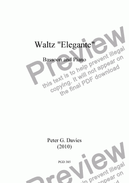 page one of Waltz "Elegante" for Bassoon and Piano