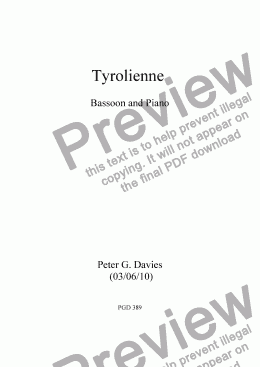 page one of Tyrolienne for Bassoon and Piano