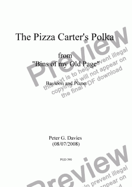 page one of The Pizza Carter’s Polka for Bassoon and Piano