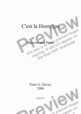 page one of C’est la Hornpipe for Bassoon and Piano