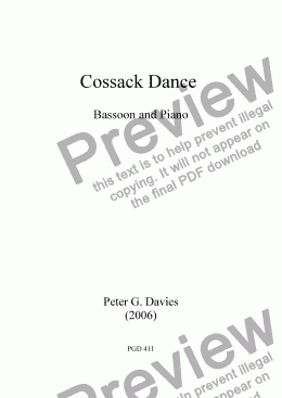 page one of Cossack Dance for Bassoon and Piano