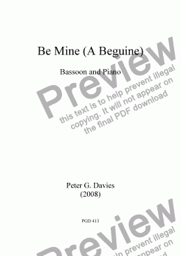page one of Be Mine (A Beguine) for Bassoon and Piano