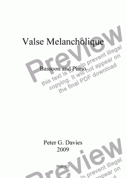 page one of Valse Melancholique for Bassoon and Piano