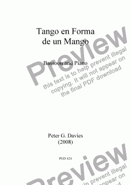 page one of Tango en Forma de un Mango for Bassoon and Piano