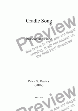 page one of Cradle Song for Bassoon and Piano
