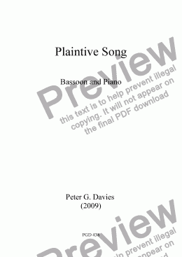 page one of Plaintive Song for Bassoon and Piano