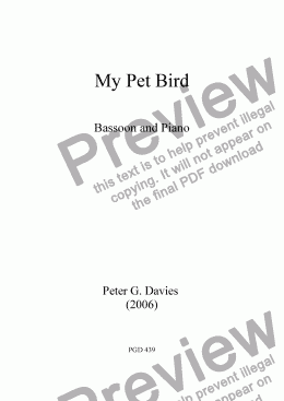 page one of My Pet Bird for Bassoon and Piano