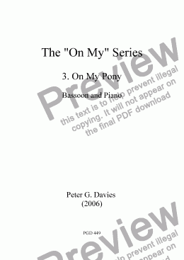 page one of The "On My" Series 3. On My Pony for Bassoon and Piano
