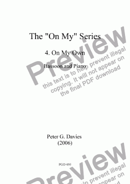 page one of The "On My" Series 4. On My Own for Bassoon and Piano