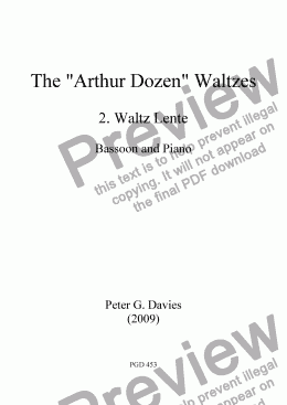 page one of The "Arthur Dozen" Waltzes 2. Waltz Lente for Bassoon and Piano