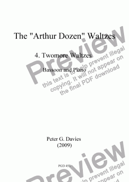 page one of The "Arthur Dozen" Waltzes 4. Twomore Waltzes for Bassoon and Piano