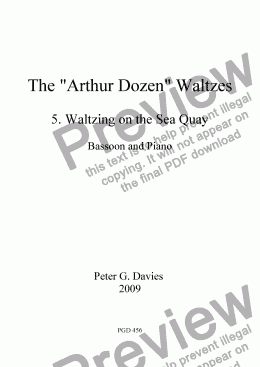 page one of The "Arthur Dozen" Waltzes 5. Waltzing on the Sea Quay for Bassoon and Piano