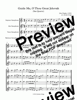 page one of Guide Me, O Thou Great Jehovah (Sax Quartet)