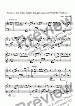 page one of Variations on a Theme from Beethoven’s Klavierstück WoO 59, "Für Elise"