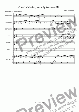 page one of Choral Variation, Joyously Welcome Him