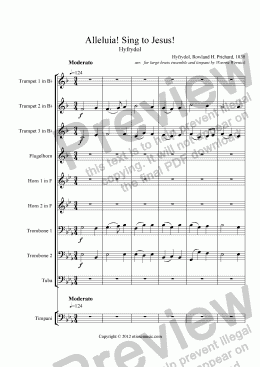 page one of Alleluia! Sing to Jesus! (Hyfrydol) for large brass ensemble and timpani