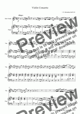 page one of Heinichen Violin Concerto for Violin and Piano