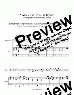 page one of A Medley of Favourite Hymns (arranged for trombone and piano)