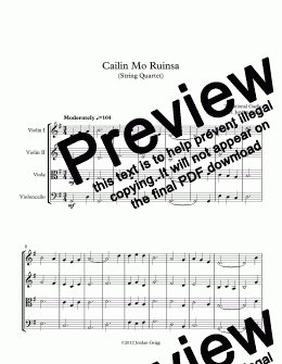 page one of Cailin Mo Ruinsa (String Quartet)