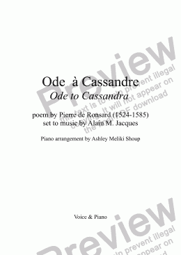 page one of Ode à Cassandre (A. Jacques / Ronsard) bilingual