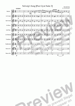 page one of Solveig’s Song [Peer Gynt Suite 2]Cornet Solo