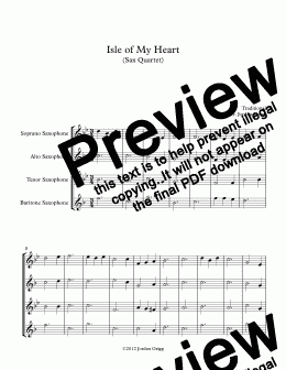 page one of Isle of My Heart (Sax Quartet)
