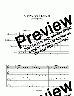 page one of MacPherson’s Lament (Brass Quartet)
