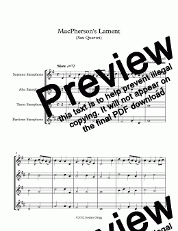 page one of MacPherson’s Lament (Sax Quartet)